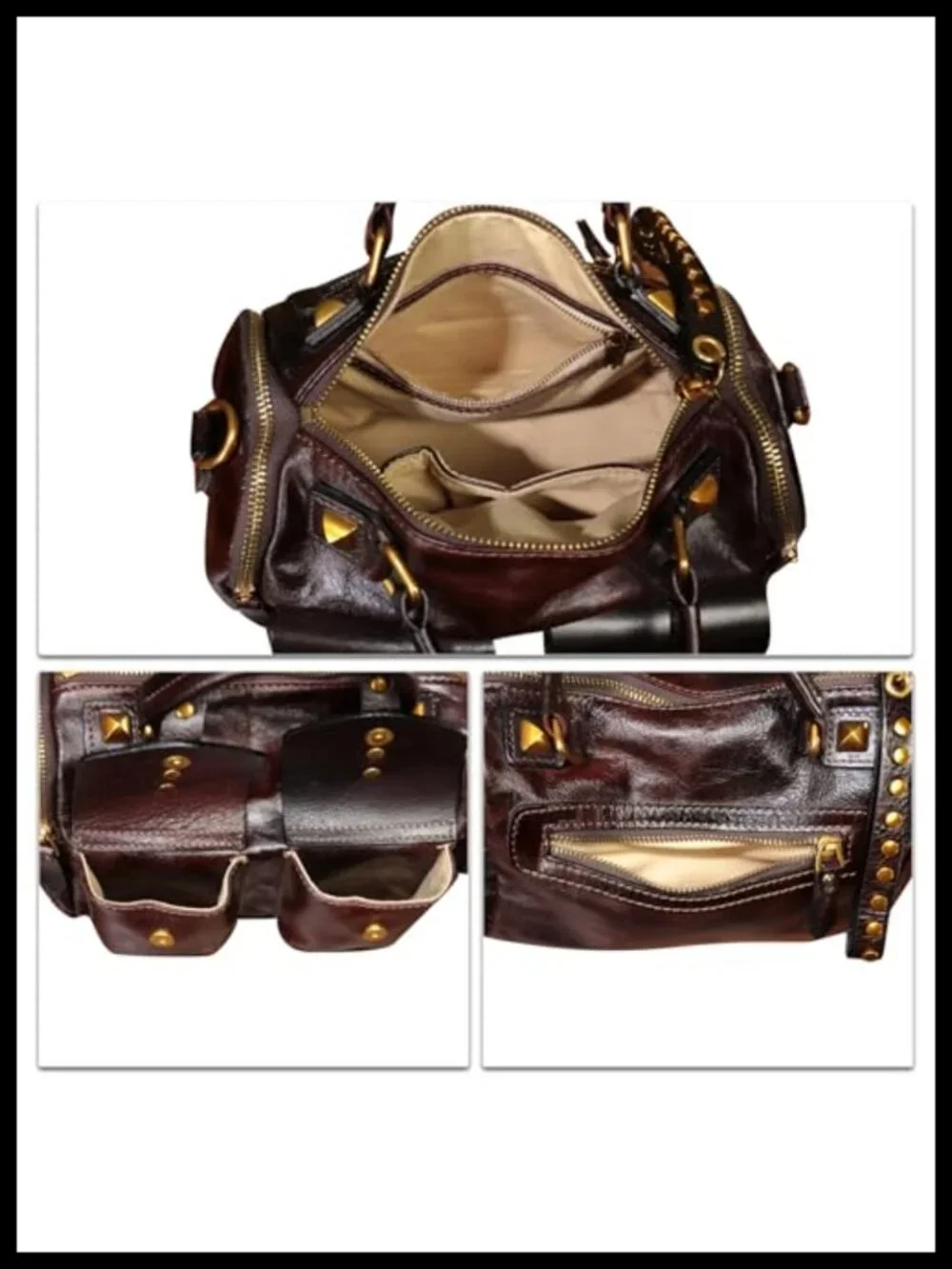 Genuine Leather Satchel Purse - Vintage Top Handle Crossbody Bag
